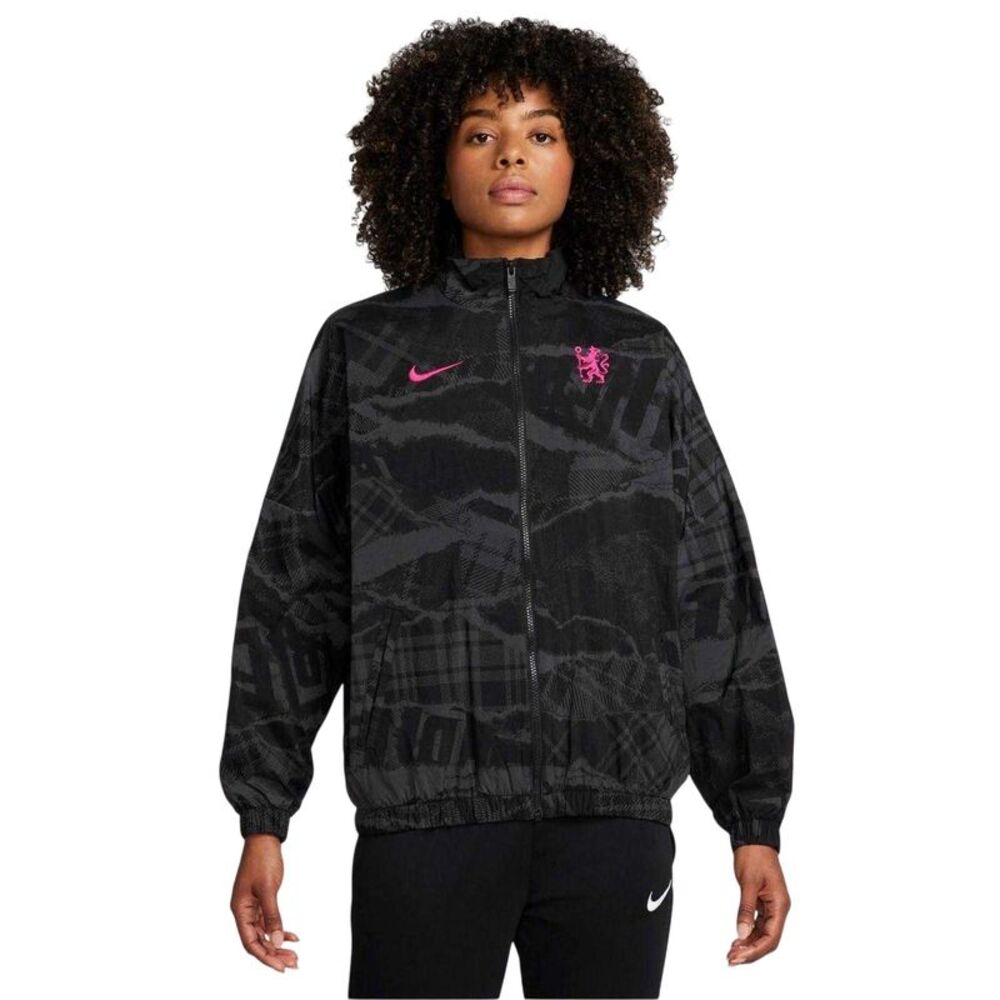 Nike Womens/Ladies Print Oversized Windrunner Jacket / Black/Pink